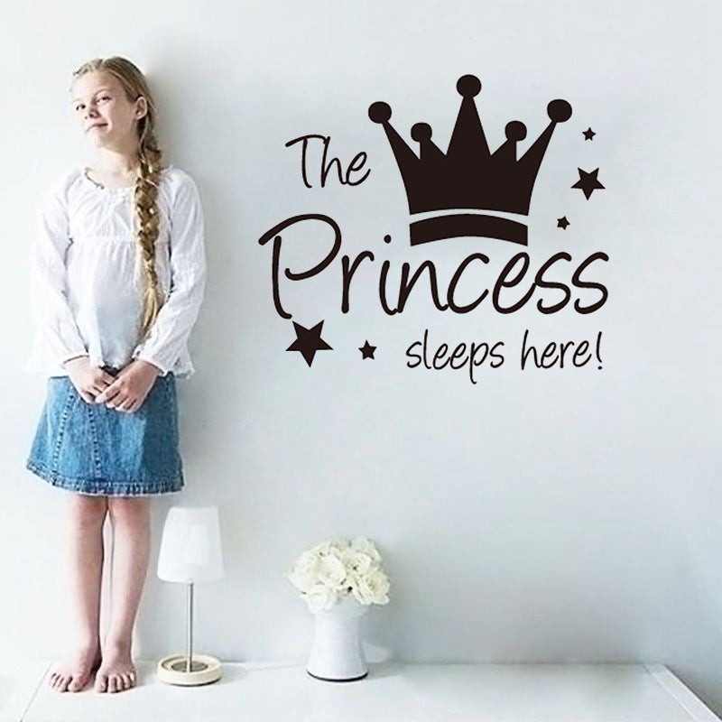 YJ912 1 sæt Princess Crown vægdekorationer PVC klistermærke vægdekoration til børns soveværelse (ingen EN71 certificering) 28x32cm