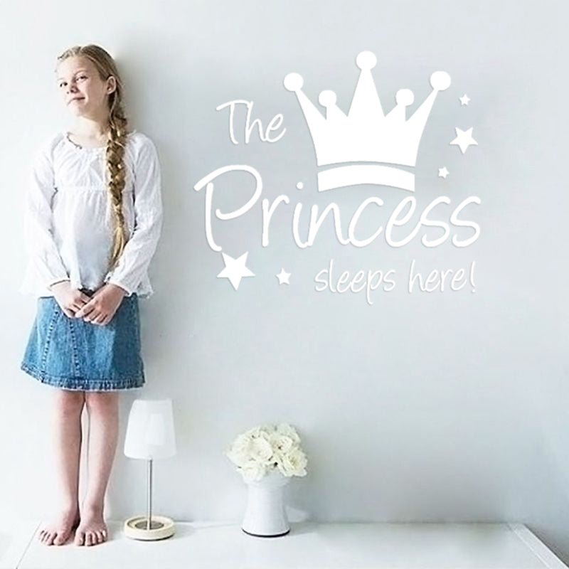 YJ912 1 sæt Princess Crown vægdekorationer PVC klistermærke vægdekoration til børns soveværelse (ingen EN71 certificering) 28x32cm