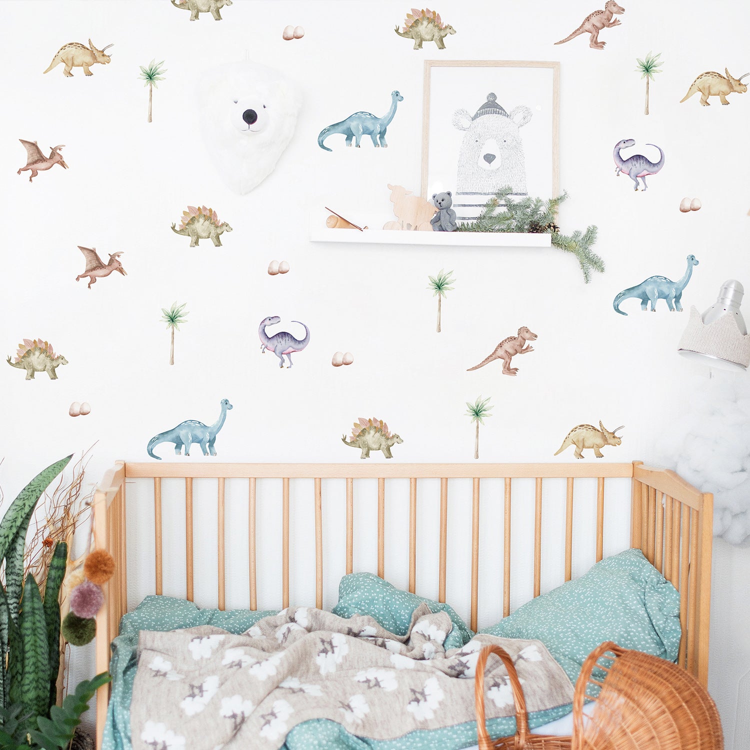 FUNLIFE PA302 5Pcs/Set Cartoon Dinosaurs Wall Decor Sticker for Bedroom Decal Wallpaper (NO EN71 Certification)