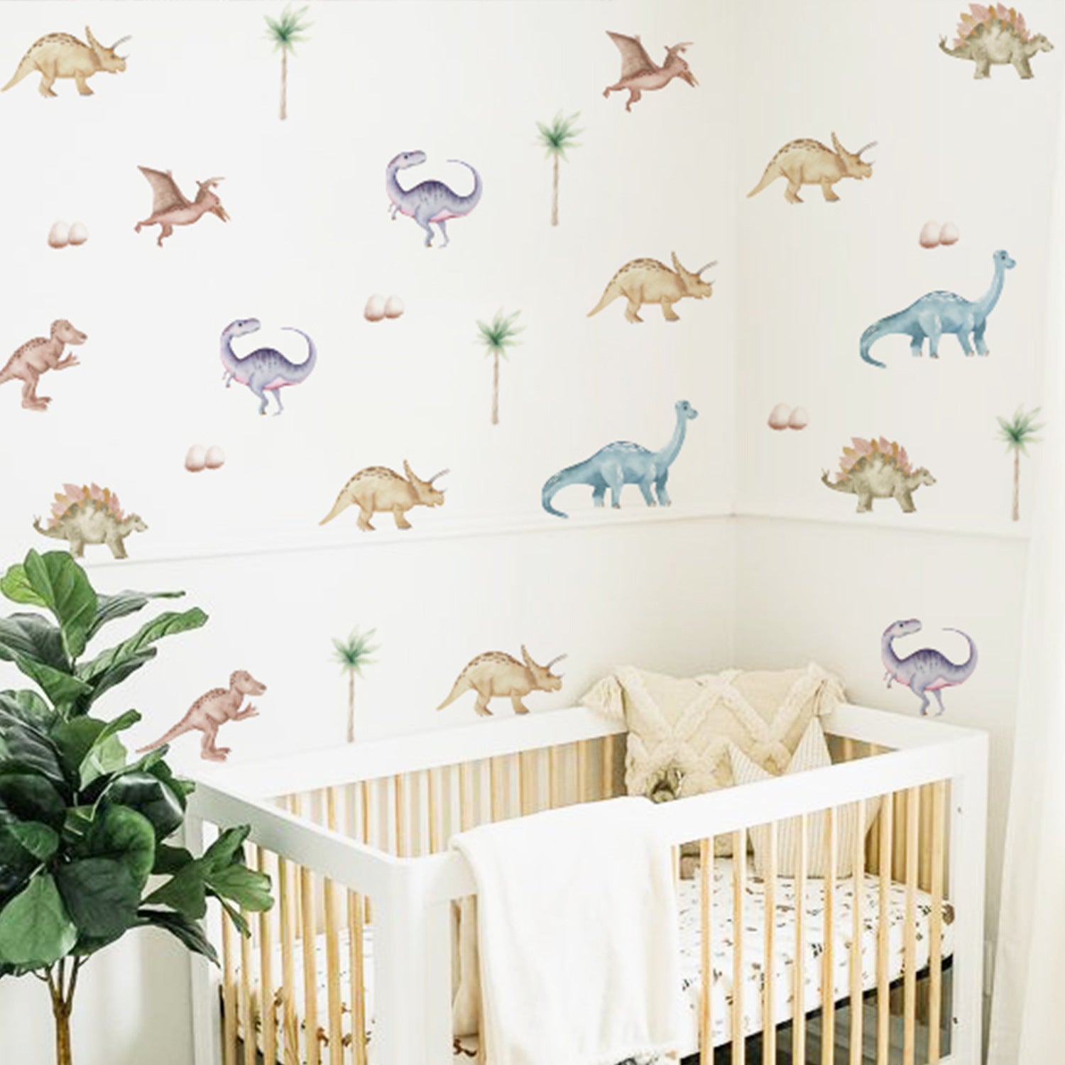 FUNLIFE PA302 5Pcs/Set Cartoon Dinosaurs Wall Decor Sticker for Bedroom Decal Wallpaper (NO EN71 Certification)