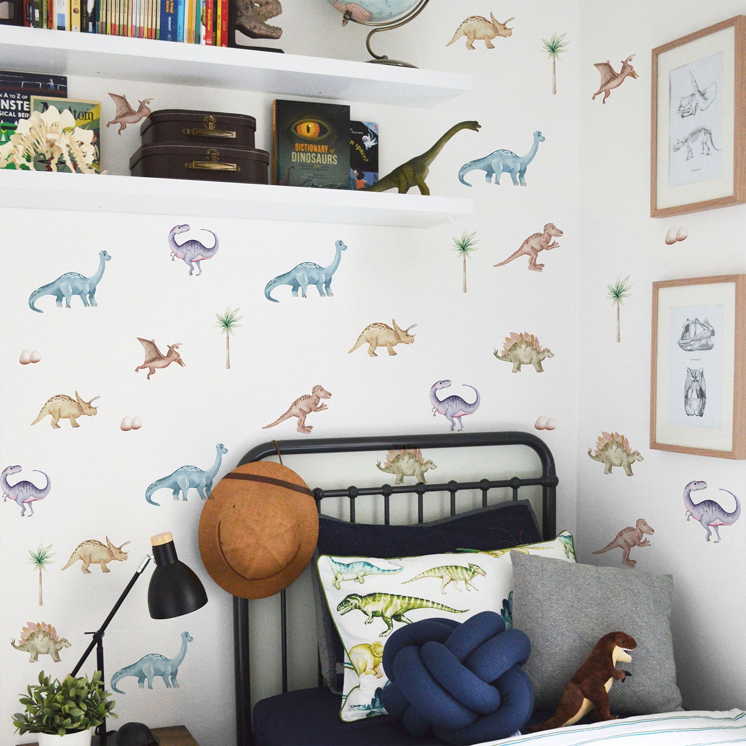 FUNLIFE PA302 5Pcs/Set Cartoon Dinosaurs Wall Decor Sticker for Bedroom Decal Wallpaper (NO EN71 Certification)