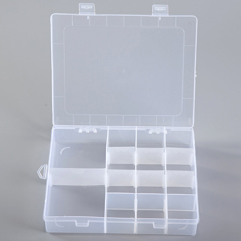 14 Compartments Clear Plastic Box Case Ring Jewelry Storage Container Earring Necklace Organizer
