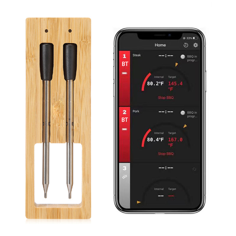 CXL001-D Wireless Meat Thermometer Smart APP Bluetooth Kitchen BBQ Smoker Food Temperature Meter (2 Probes) (FDA Certified)