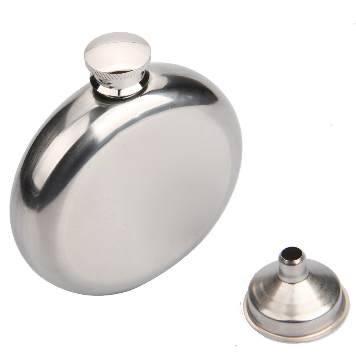 5oz Round Hip Flask with Funnel Stainless Steel Pocket Flagon Whiskey Wine Alcohol Bottle (No FDA Certificate)