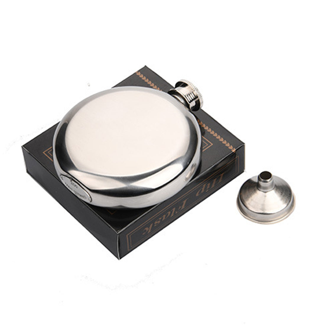 5oz Round Hip Flask with Funnel Stainless Steel Pocket Flagon Whiskey Wine Alcohol Bottle (No FDA Certificate)
