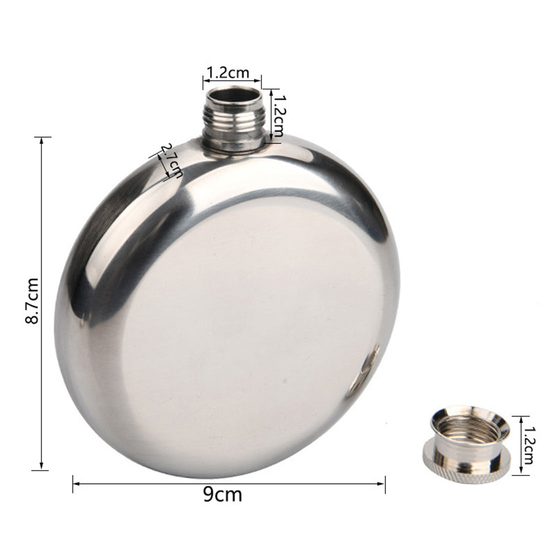 5oz Round Hip Flask with Funnel Stainless Steel Pocket Flagon Whiskey Wine Alcohol Bottle (No FDA Certificate)