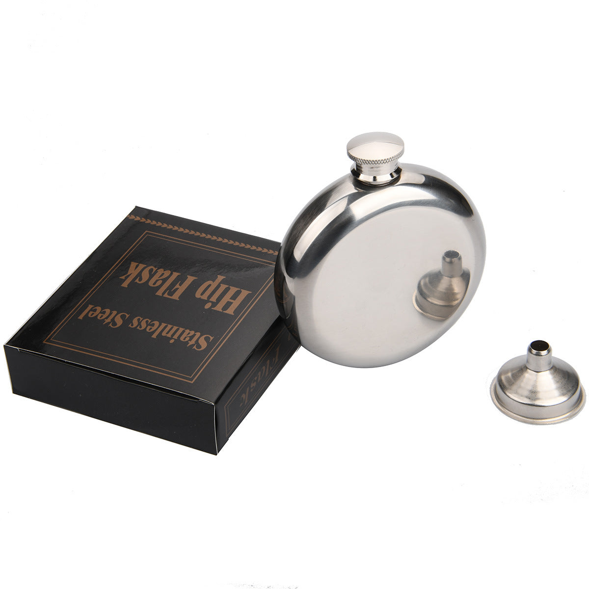 5oz Round Hip Flask with Funnel Stainless Steel Pocket Flagon Whiskey Wine Alcohol Bottle (No FDA Certificate)