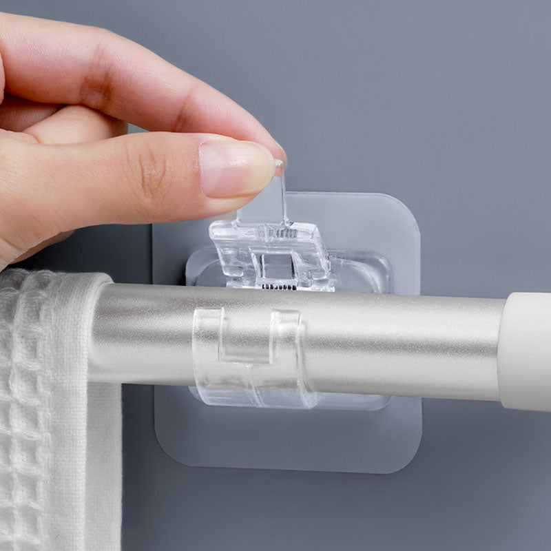 2PCS Curtain Towel Rod Holder No Drill Self-Adhesive Holder Hook Fixing Hook Hanging Bracket