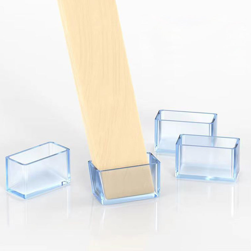 4Pcs/Set 30*50mm Rectangular Floor Protectors Clear Rubber Chair Leg Caps Prevents Scratches and Noise Furniture Leg Protection Cover
