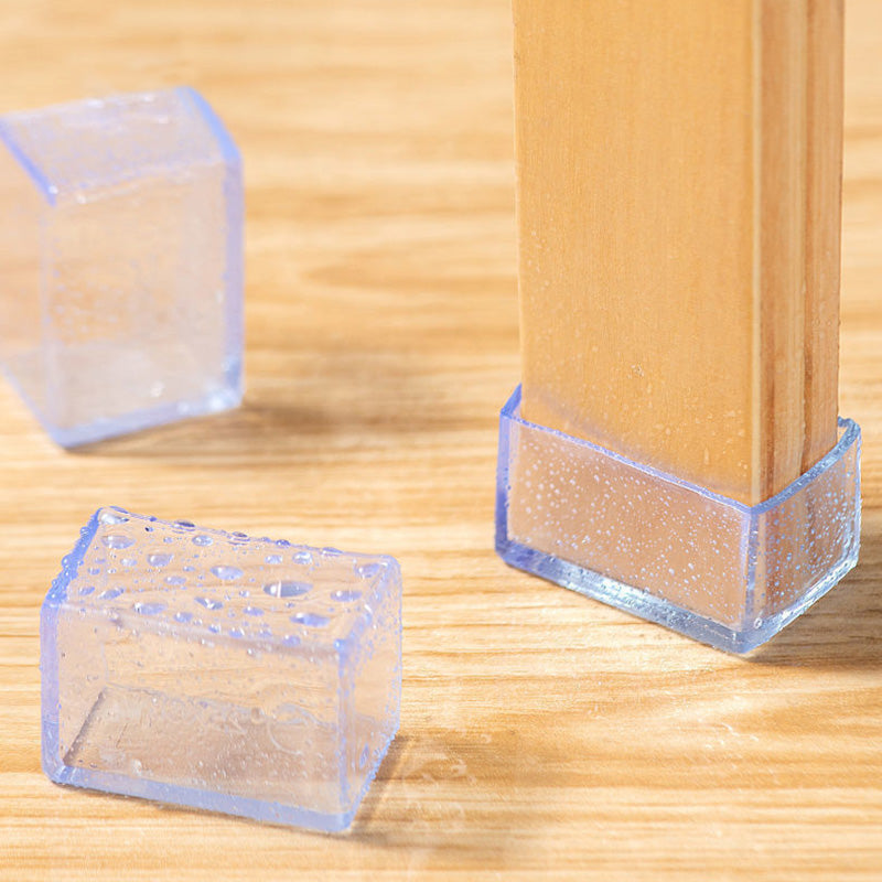 4Pcs/Set 30*50mm Rectangular Floor Protectors Clear Rubber Chair Leg Caps Prevents Scratches and Noise Furniture Leg Protection Cover