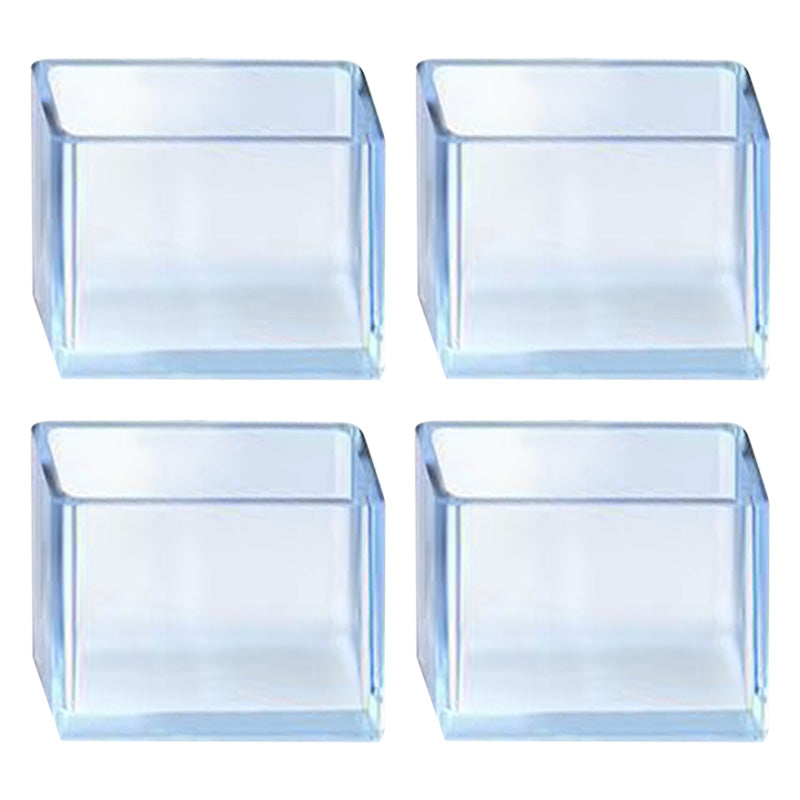 4Pcs/Set 50*50mm Square Bottom Leg Caps Transparent Rubber Furniture Feet Pads Non-Slip Covers Table Socks Floor Protectors