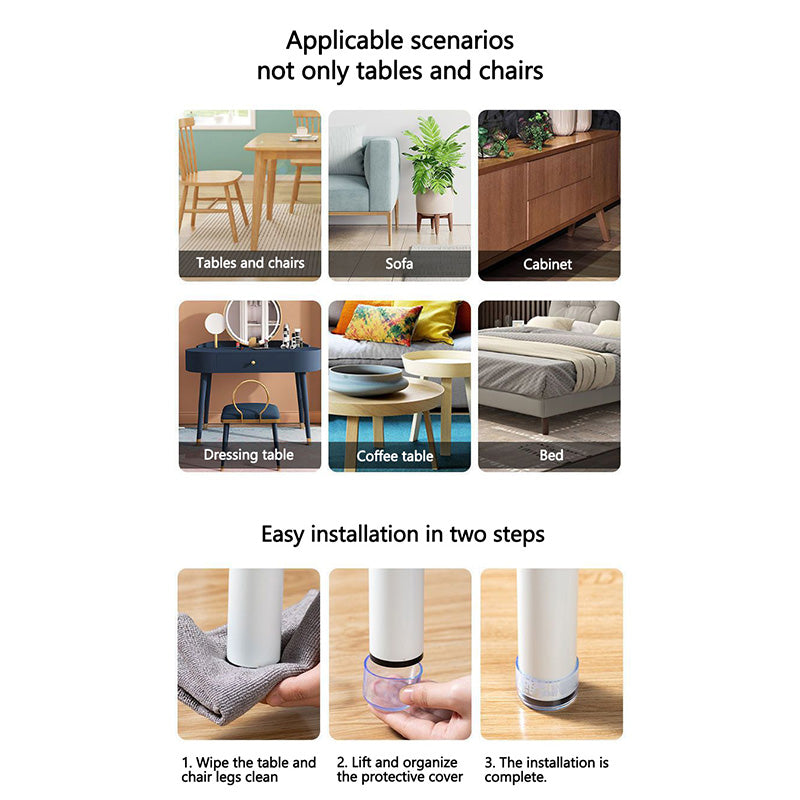 4Pcs/Set 16mm Round Rubber Table and Chair Leg Feet Pad Caps Transparent Foot Sock Cover Non-slip Furniture Floor Protector Pad