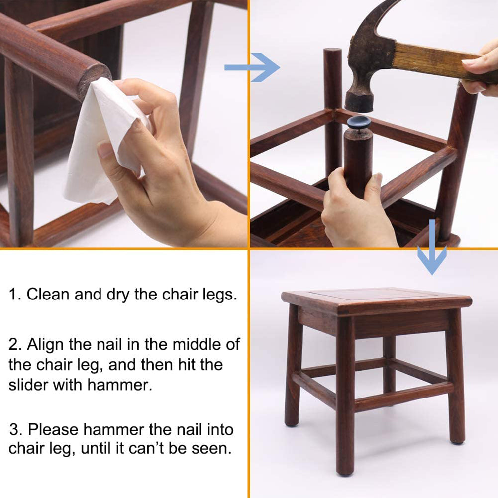 20Pcs/Set 35mm Diameter Chair Sofa Leg Nail-on Sliders Floor Protector Pads Round Furniture Sliders Nails to Reduce Floor Friction