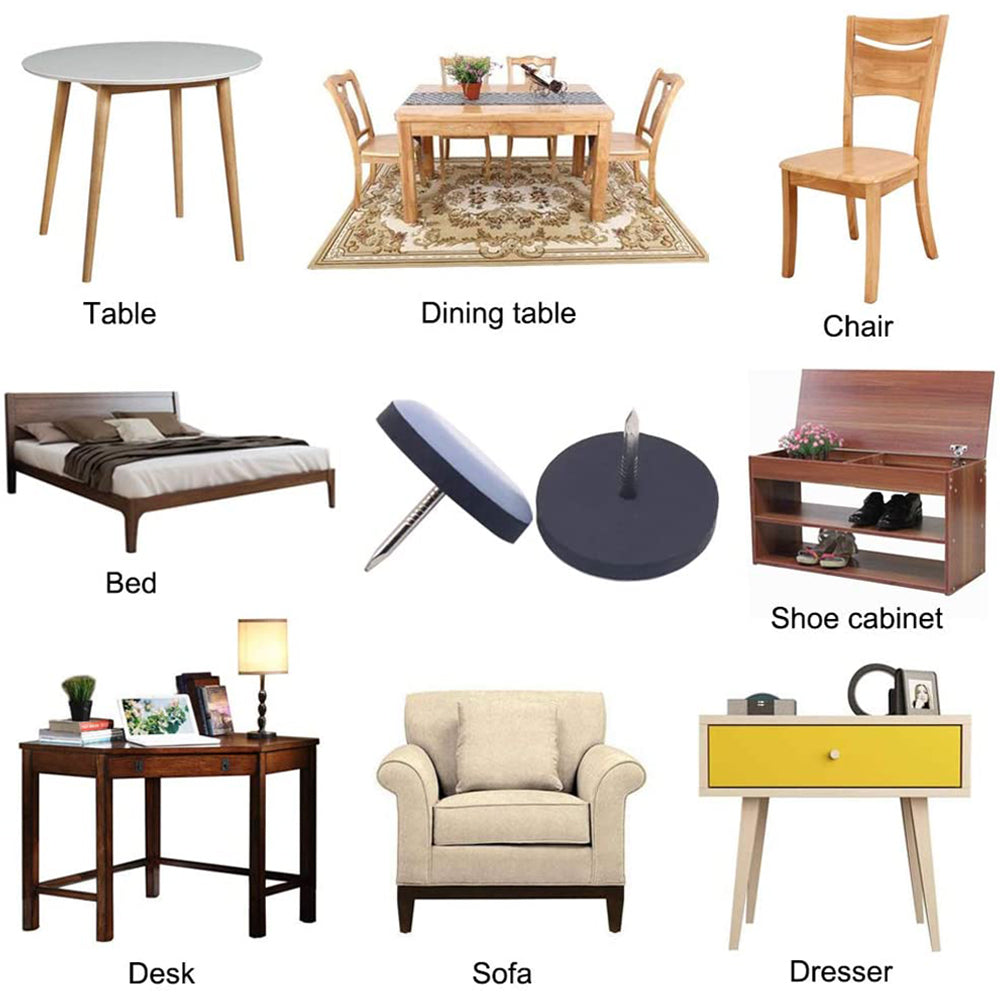 20Pcs/Set 40mm Diameter Round Home Furniture Sliders Floor Protector Pads Nails Chair Sofa Leg Nail-on Sliders