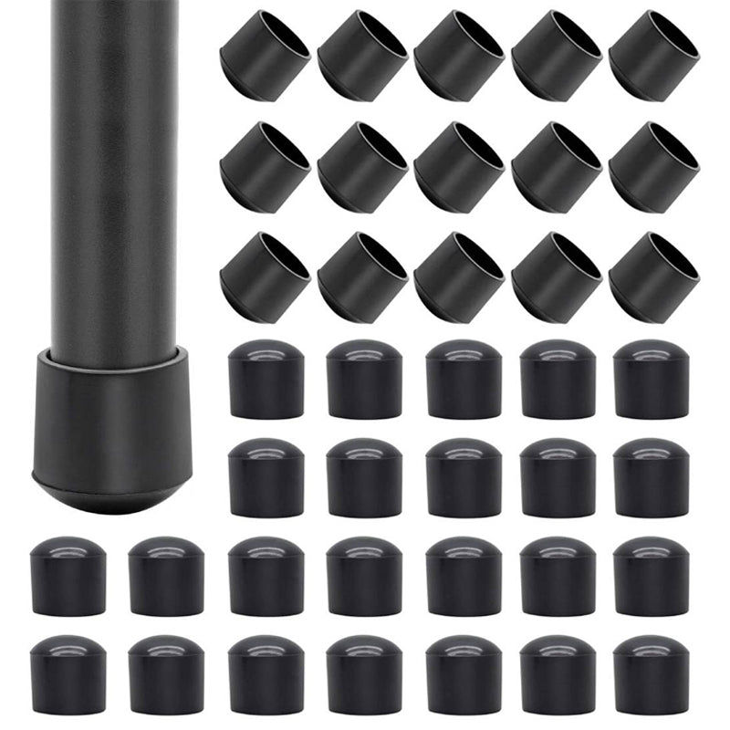 40Pcs 10mm Round Non-Slip Chair Leg End Cap PVC Furniture Leg Covers Floor Protector Pads Reduce Noise Table Feet Cap - Black