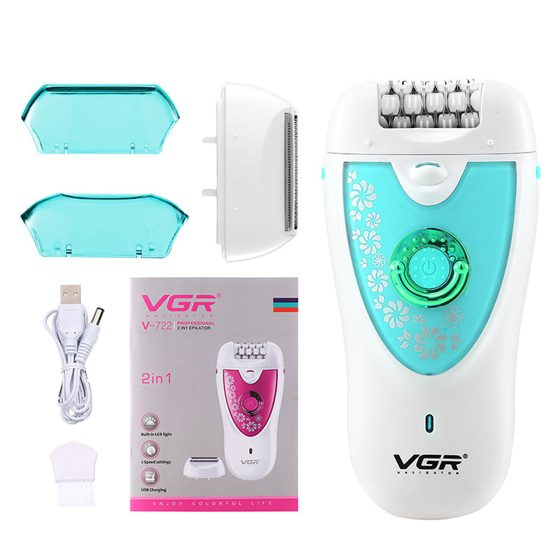 VGR V-722 3 in 1 Portable Electric Epilator Multi-function Hair Removal Machine for Face Body Leg
