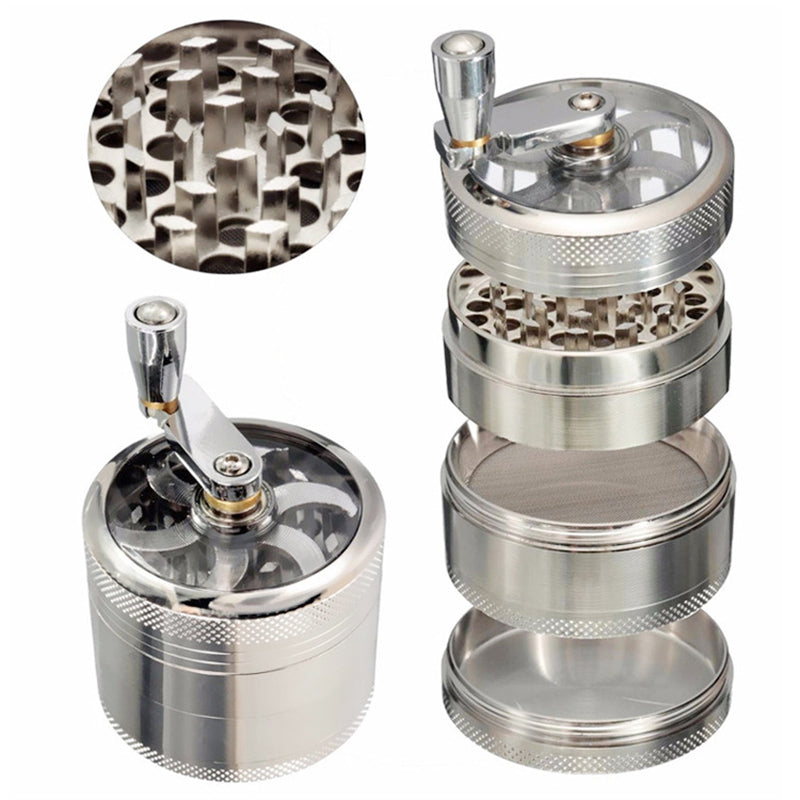 4 Layers Tobacco Grinder Manual Herbal Herb Mill Spice Crusher Smoke Grinder Crusher Hand Crank Muller 55mm Diameter (BPA Free No FDA Certificate)