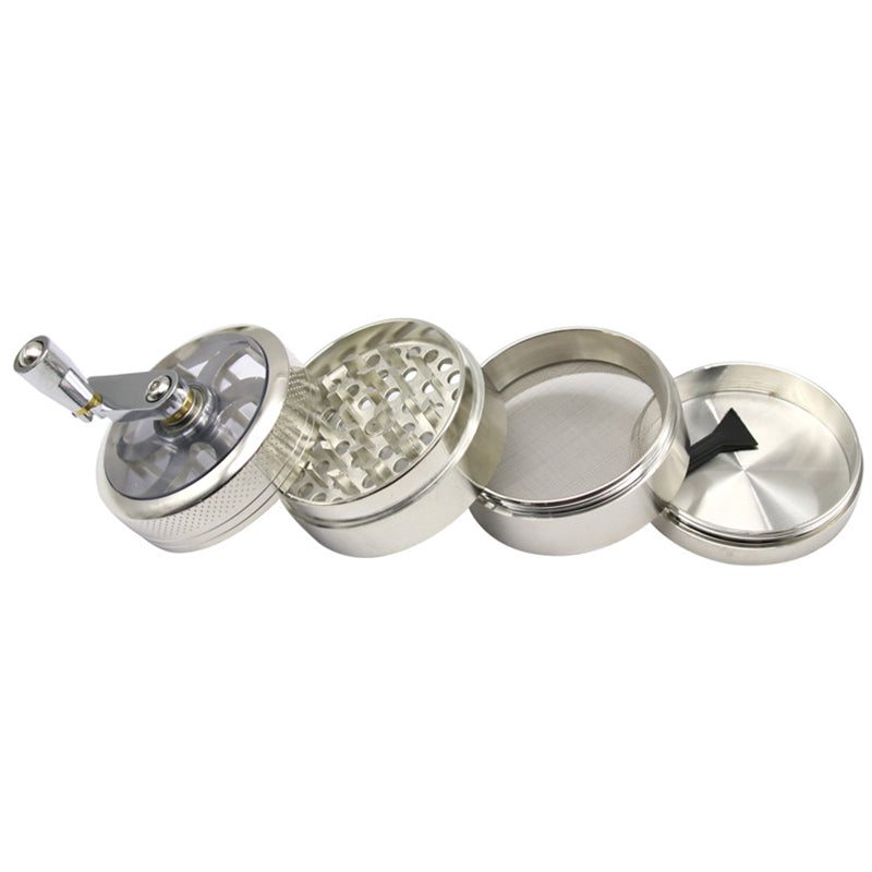 4 Layers Tobacco Grinder Manual Herbal Herb Mill Spice Crusher Smoke Grinder Crusher Hand Crank Muller 55mm Diameter (BPA Free No FDA Certificate)