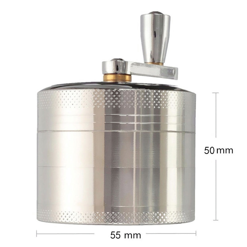 4 Layers Tobacco Grinder Manual Herbal Herb Mill Spice Crusher Smoke Grinder Crusher Hand Crank Muller 55mm Diameter (BPA Free No FDA Certificate)
