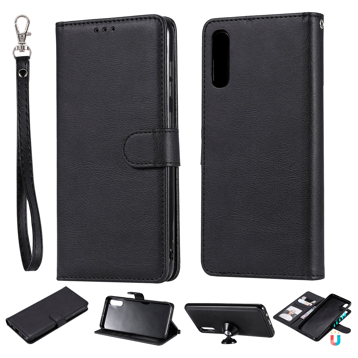 For Samsung Galaxy A50 A50s A30s KT Leather Series-3 Detachable 2-in-1 Phone Case PU Leather Stand Wallet Cover with Strap