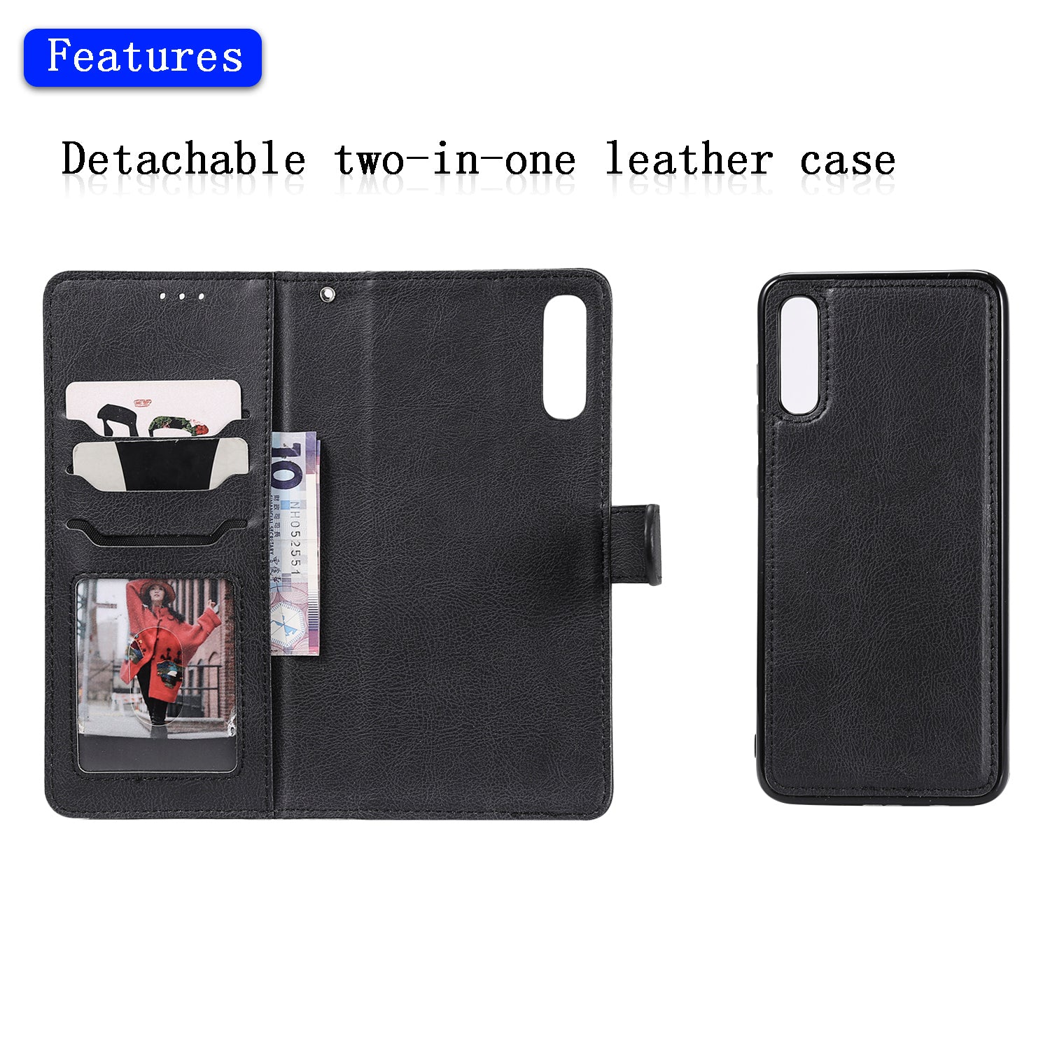For Samsung Galaxy A50 A50s A30s KT Leather Series-3 Detachable 2-in-1 Phone Case PU Leather Stand Wallet Cover with Strap