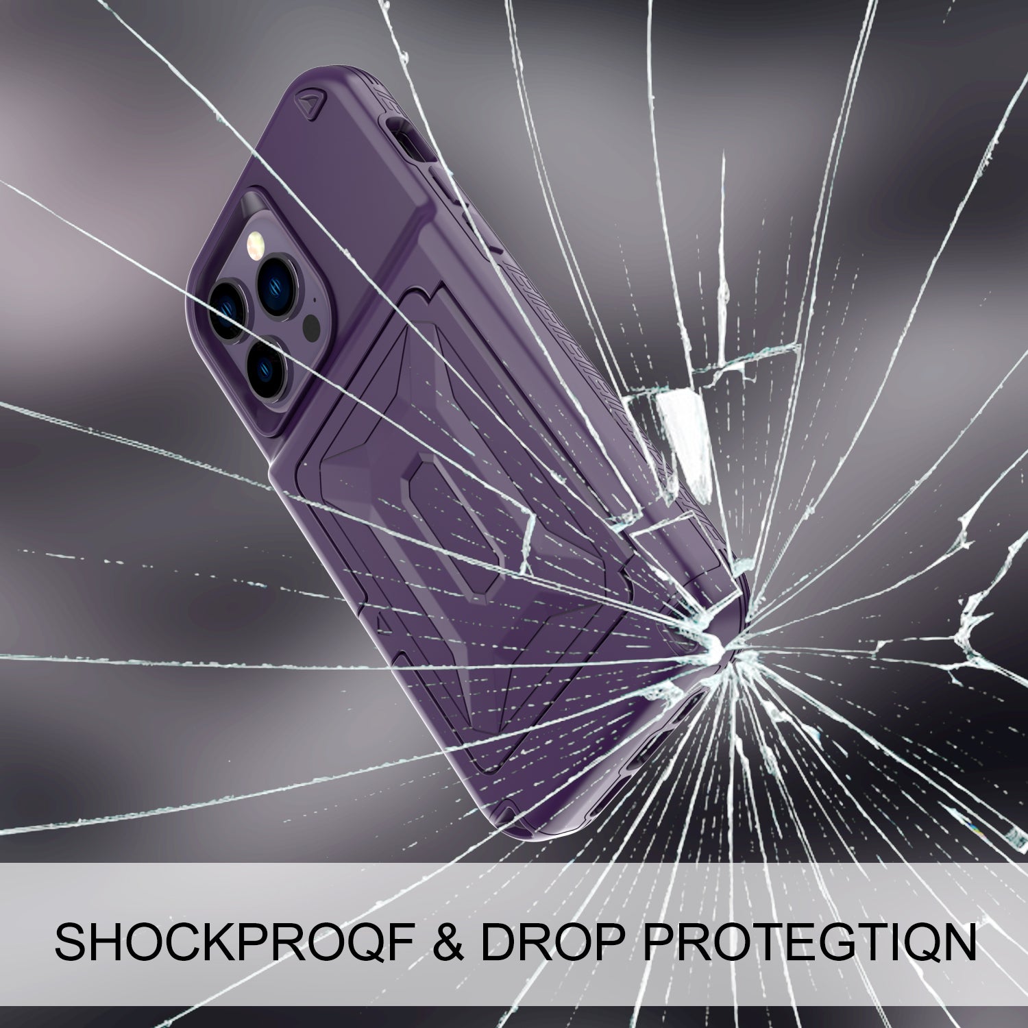 For iPhone 14 Pro Cardcase Series Kickstand PC + TPU Case Mirror Function Card Holder Thickened Phone Cover