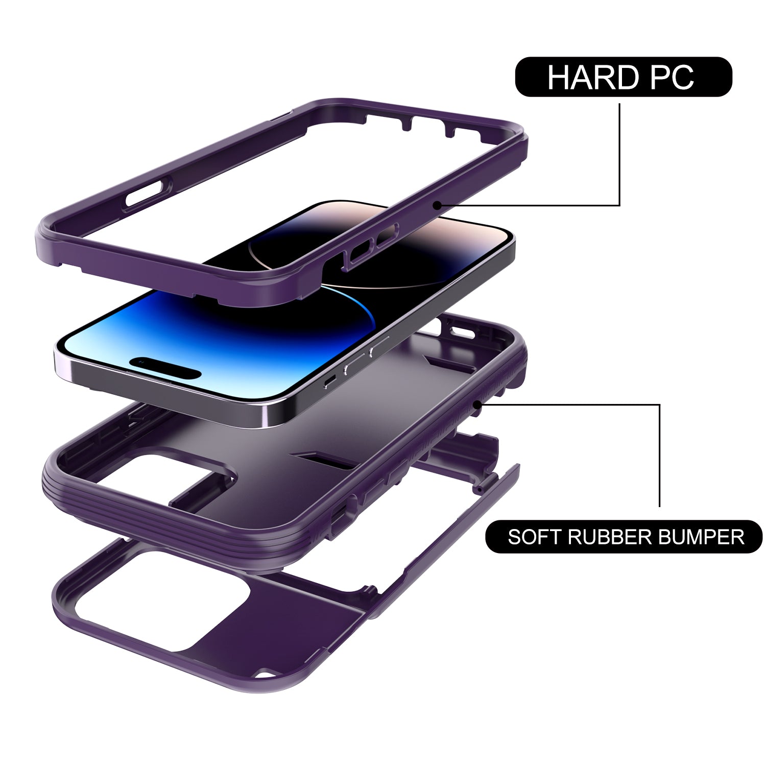 For iPhone 14 Pro Cardcase Series Kickstand PC + TPU Case Mirror Function Card Holder Thickened Phone Cover