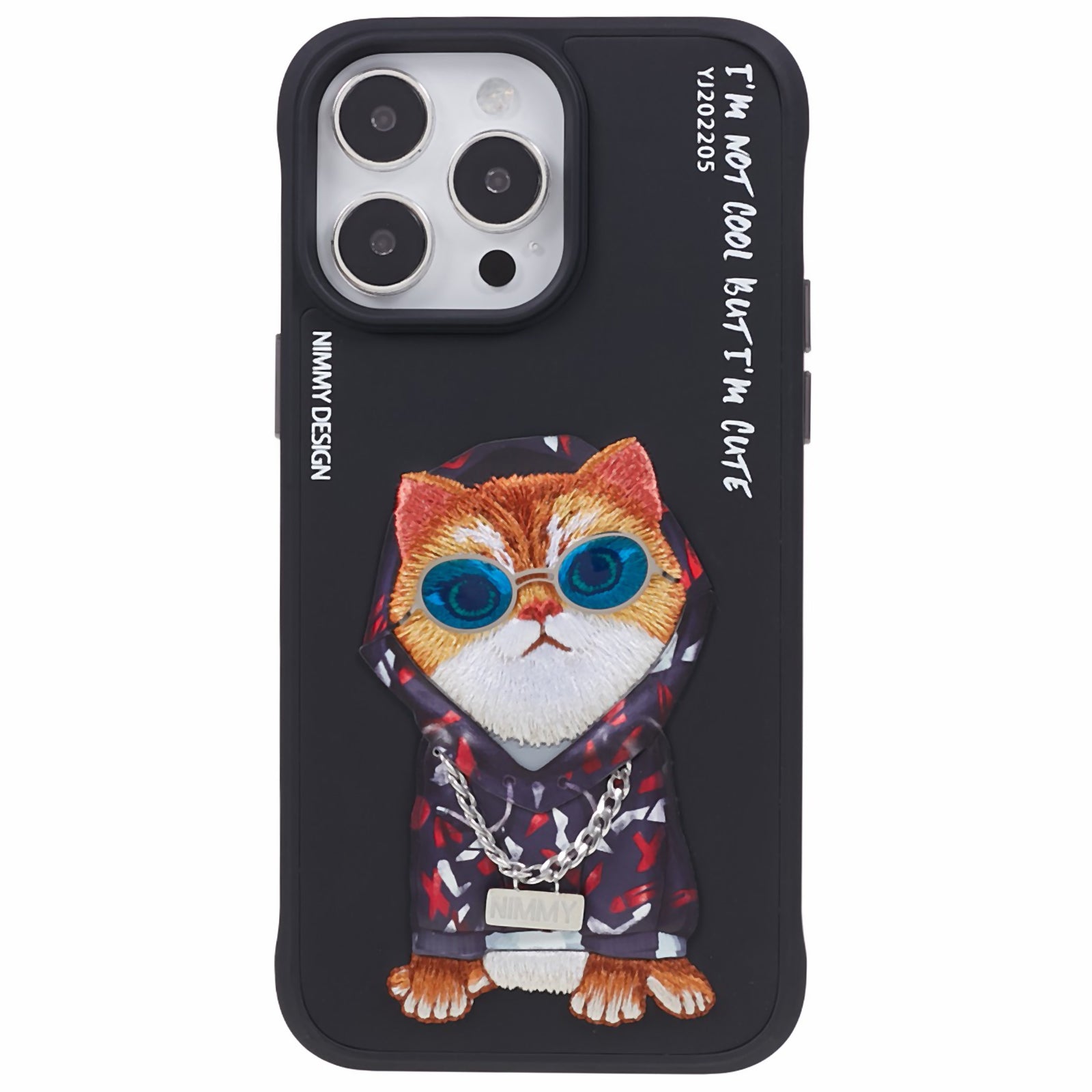NIMMY Glasses Pet Series for iPhone 14 Pro Max Embroidery Anti-fall Phone Case PU Leather PC TPU Back Cover