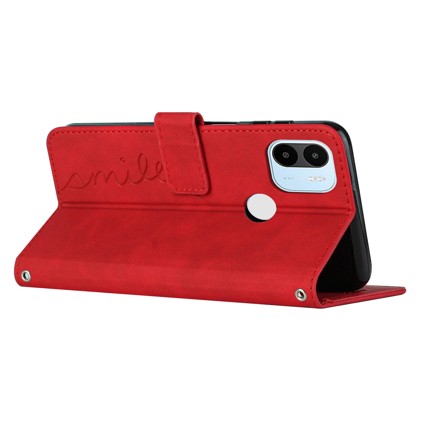 For Xiaomi Redmi A1 4G A2 4G Poco C50 4G Supporting Stand PU Leather Wallet Flip Cover Imprinted Heart Shape Skin-touch Feeling Shockproof Phone Case with Shoulder Strap