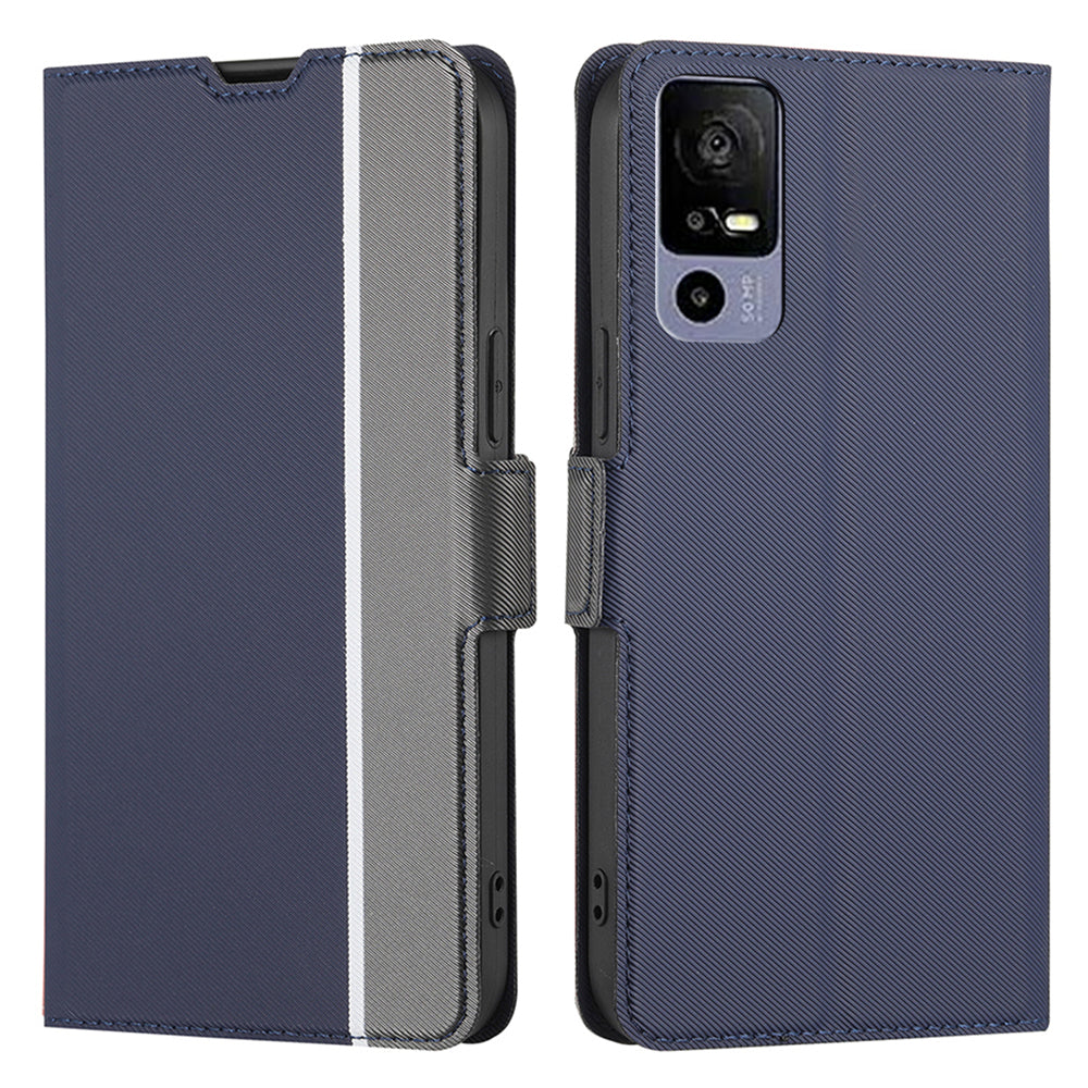 For TCL 40R 5G Twill Texture Stand Card Holder Phone Case PU Leather Dual Magnetic Clasp Drop-proof Cover