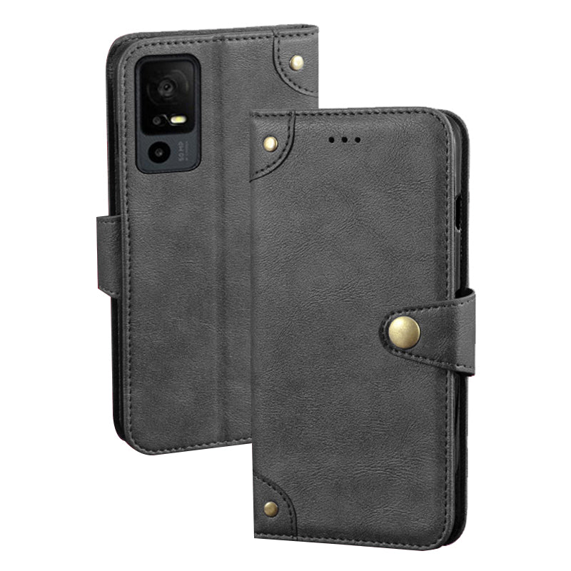 IDEWEI For TCL 40R 5G Fine Texture PU Leather Shockproof Phone Case Wallet Stand Cell Phone Cover