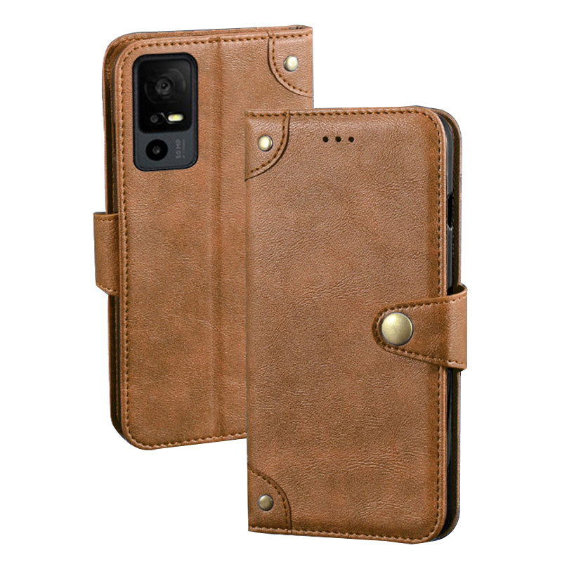 IDEWEI For TCL 40R 5G Fine Texture PU Leather Shockproof Phone Case Wallet Stand Cell Phone Cover