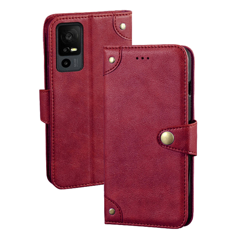 IDEWEI For TCL 40R 5G Fine Texture PU Leather Shockproof Phone Case Wallet Stand Cell Phone Cover
