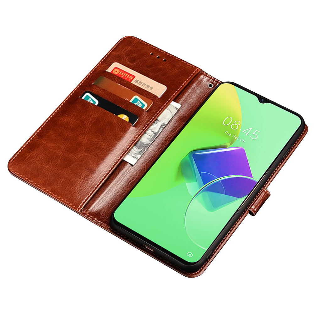 IDEWEI For Tecno Phantom X2 5G Crazy Horse Texture PU Leather Anti-drop Cover Folio Flip Phone Case with Stand Wallet
