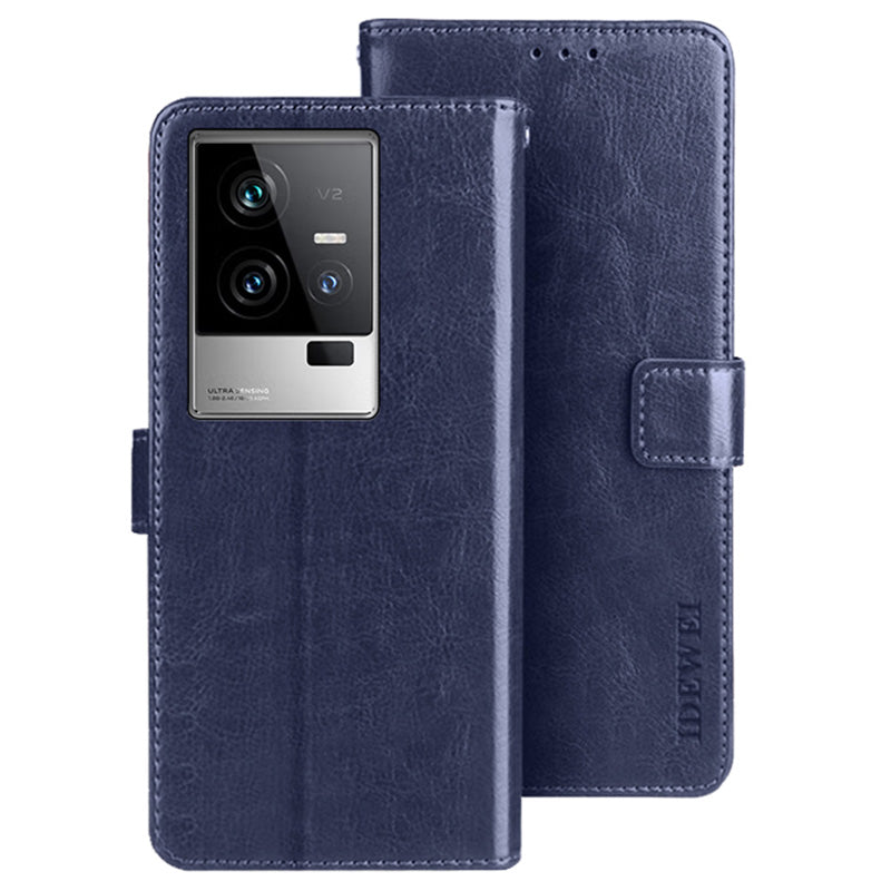 IDEWEI For vivo iQOO 11 5G Crazy Horse Texture Anti-scratch PU Leather Case Stand Wallet Magnetic Clasp Phone Cover