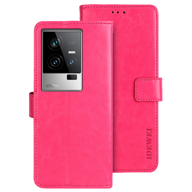 IDEWEI For vivo iQOO 11 5G Crazy Horse Texture Anti-scratch PU Leather Case Stand Wallet Magnetic Clasp Phone Cover