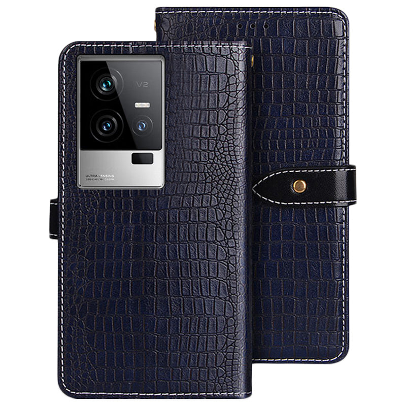 IDEWEI For vivo iQOO 11 5G Crocodile Texture PU Leather Stand Phone Cover Full Protection Wallet Case