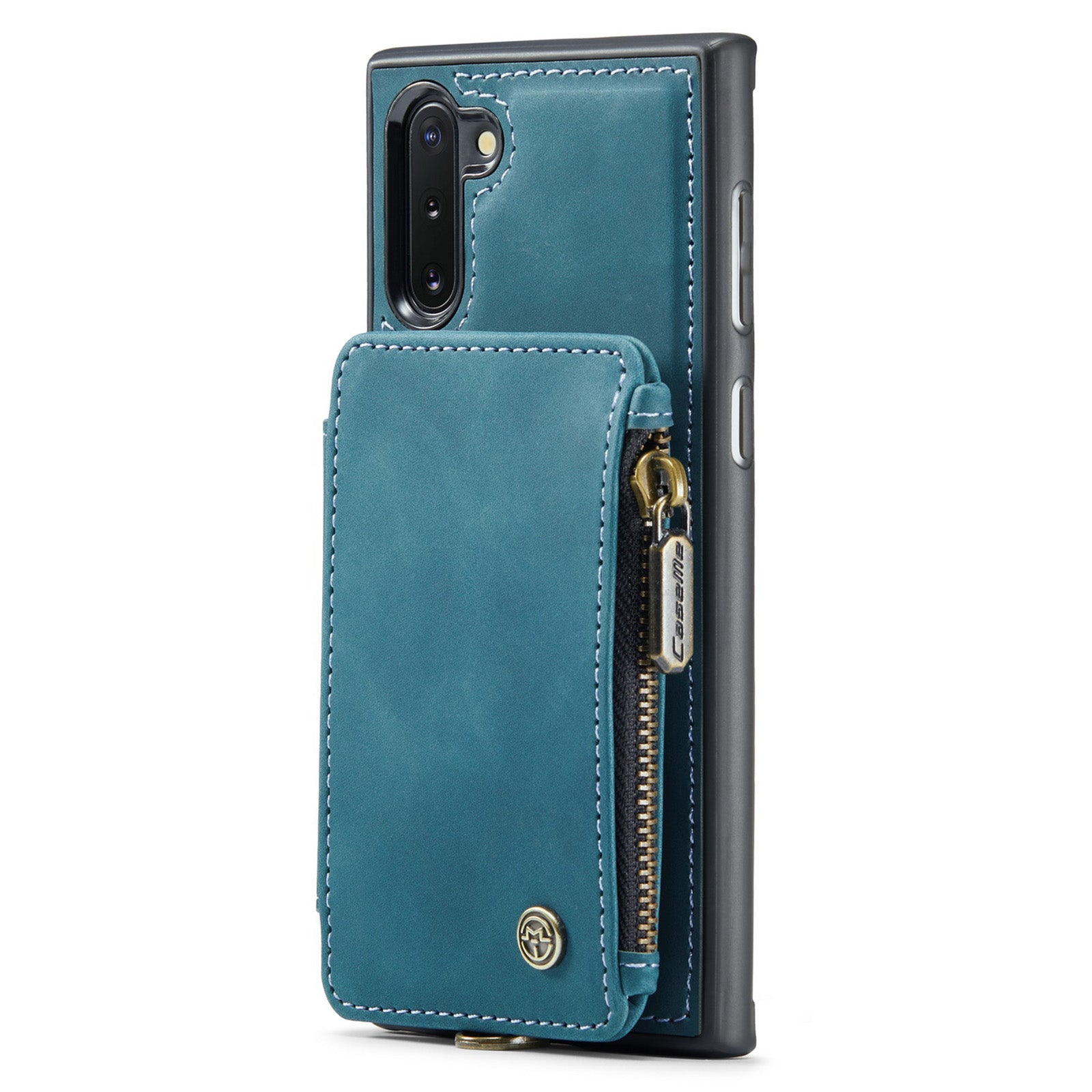 CASEME C20 Series for Samsung Galaxy Note 10 4G 5G RFID Blocking PU Leather Coated TPU Case Kickstand Phone Cover with Wallet Zipper Pocket