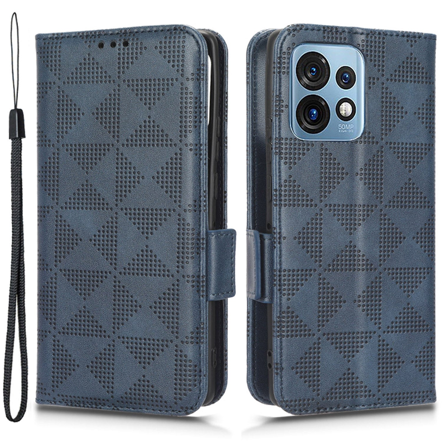 For Motorola Moto Edge 40 Pro 5G Moto X40 5G Imprinted Triangle Pattern Full Protection Stand Wallet Case PU Leather Folio Flip Protective Cover