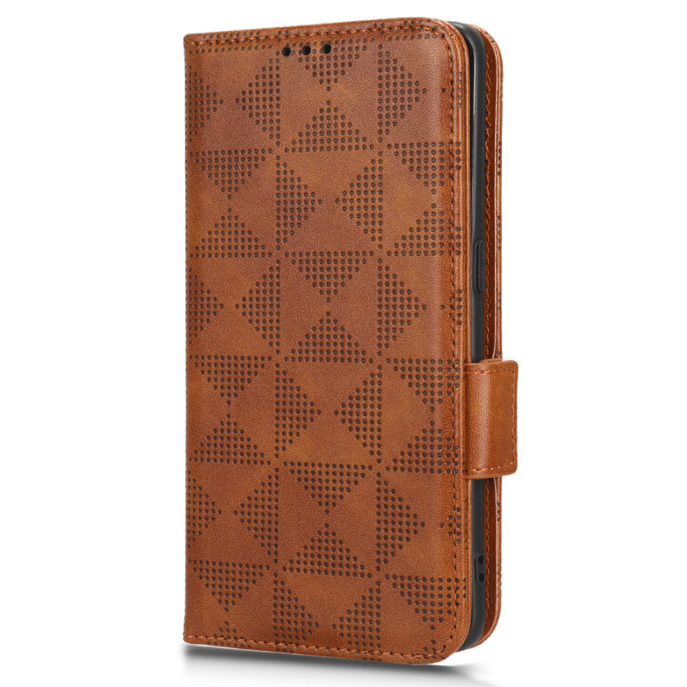 For Motorola Moto Edge 40 Pro 5G Moto X40 5G Imprinted Triangle Pattern Full Protection Stand Wallet Case PU Leather Folio Flip Protective Cover