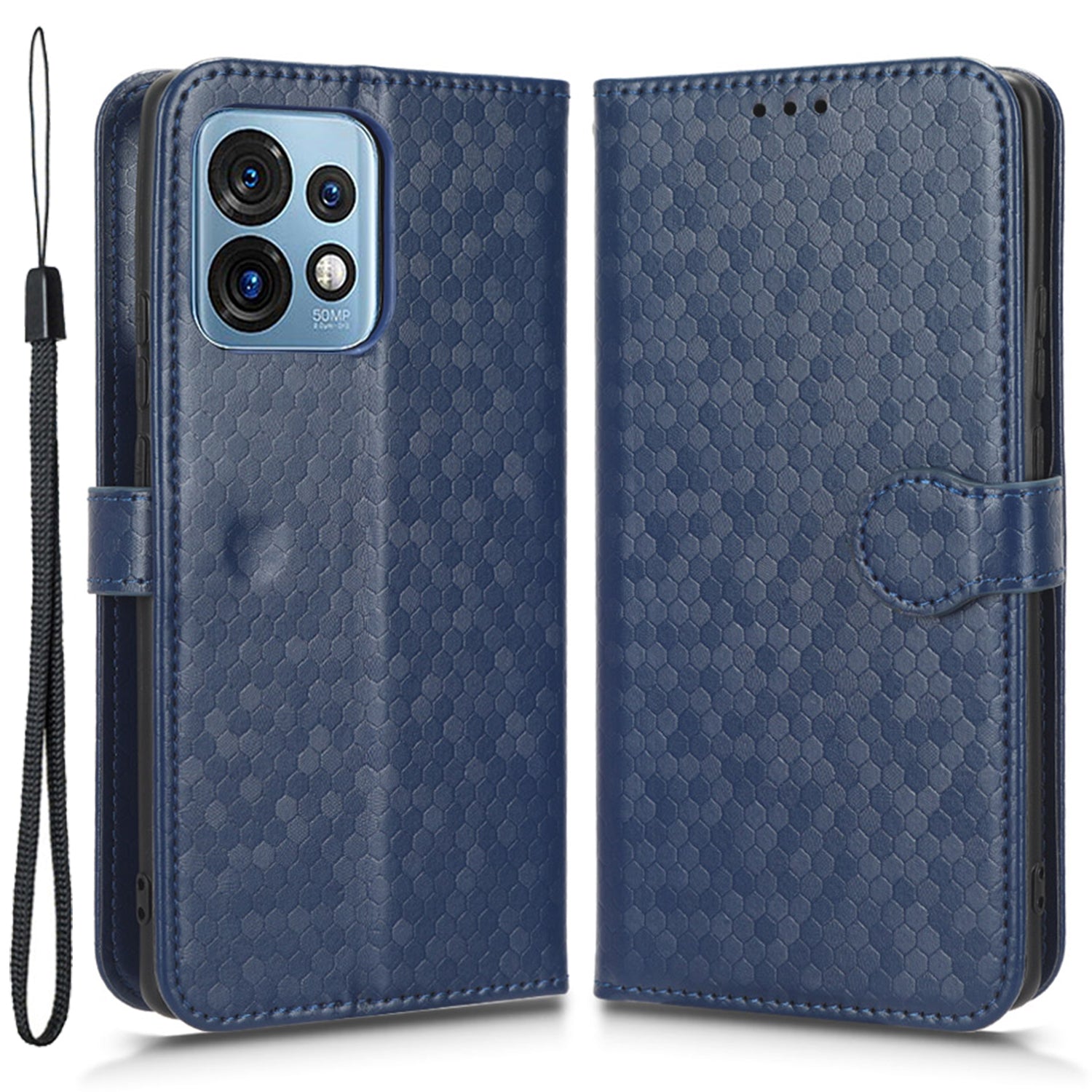 For Motorola Moto Edge 40 Pro 5G Moto X40 5G Dot Pattern Imprinted PU Leather Wallet Stand Case Full Protection Phone Cover with Strap