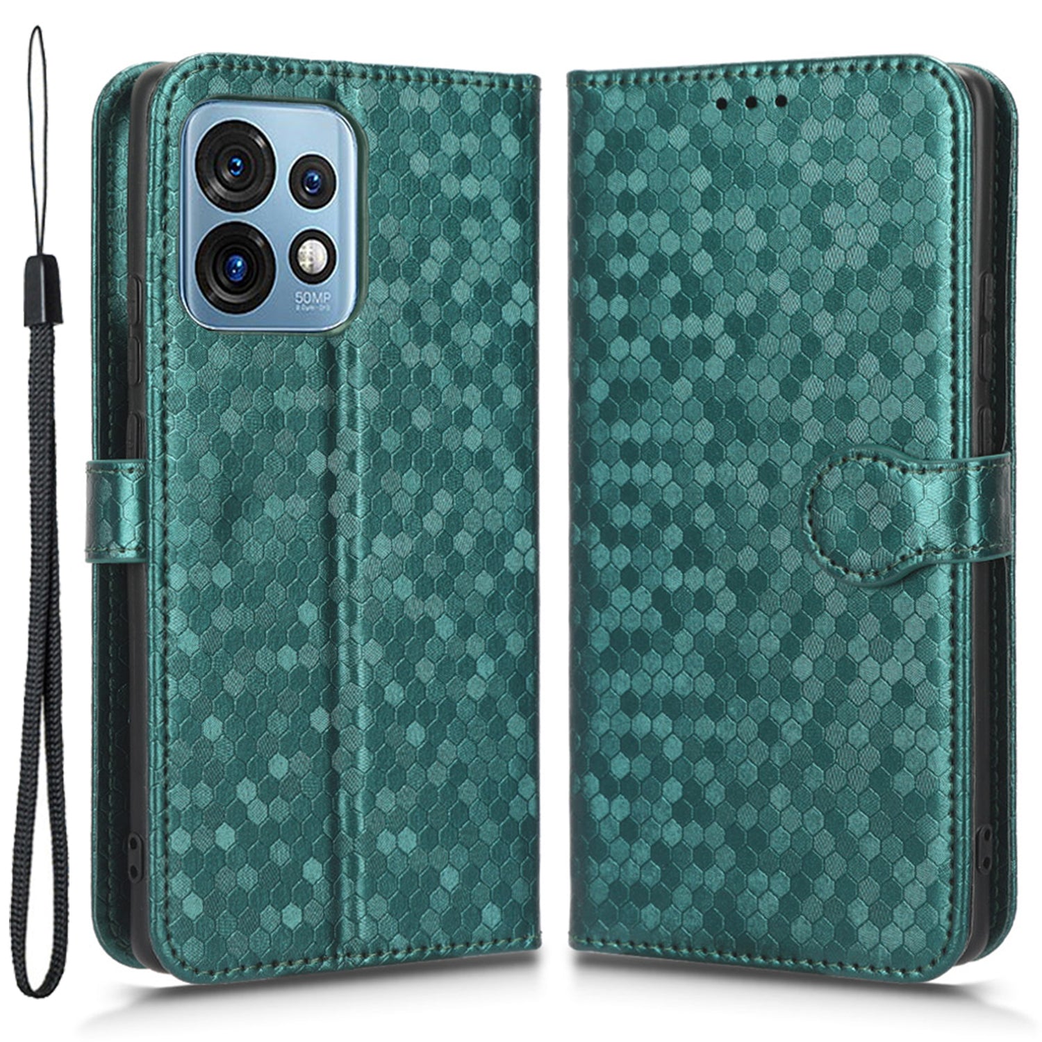 For Motorola Moto Edge 40 Pro 5G Moto X40 5G Dot Pattern Imprinted PU Leather Wallet Stand Case Full Protection Phone Cover with Strap