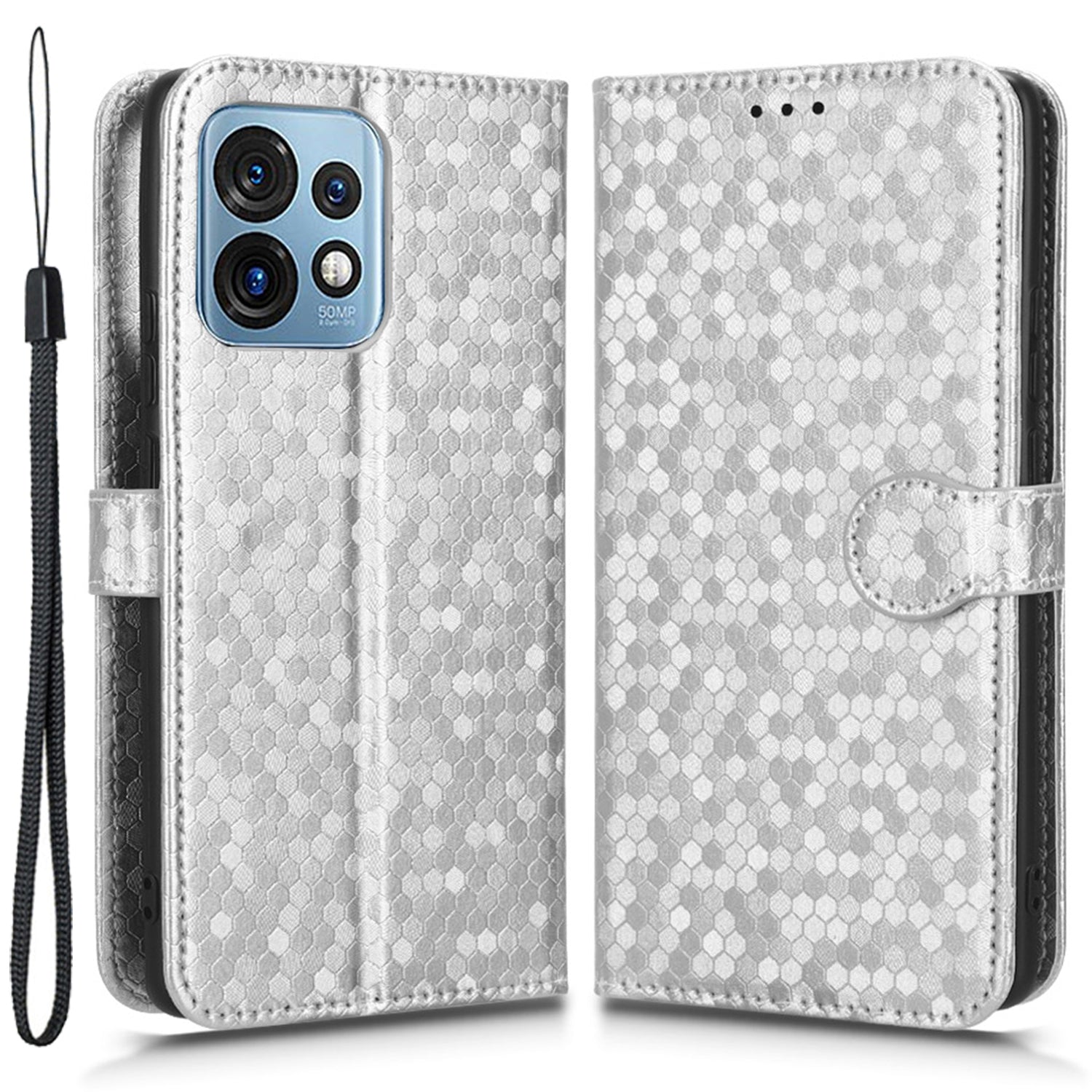 For Motorola Moto Edge 40 Pro 5G Moto X40 5G Dot Pattern Imprinted PU Leather Wallet Stand Case Full Protection Phone Cover with Strap
