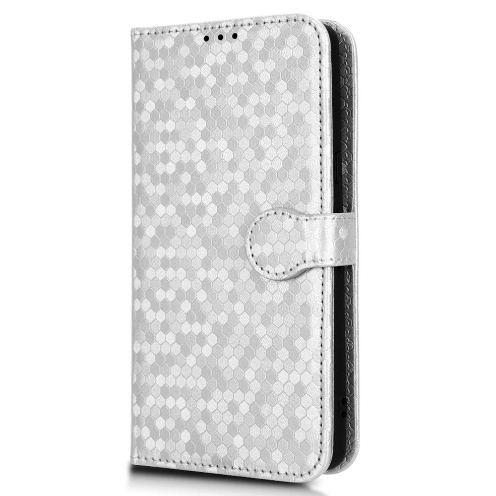 For Google Pixel 7a Dot Pattern Imprinted PU Leather Phone Case Wallet Foldable Stand Inner TPU Cover with Strap