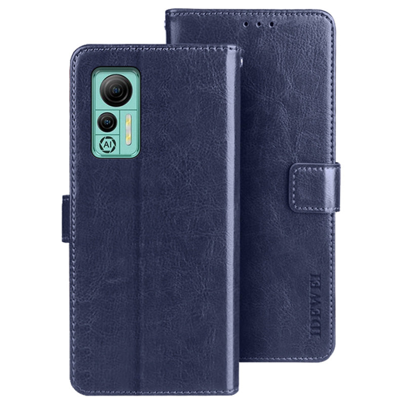 IDEWEI For Ulefone Note 14 Crazy Horse Texture PU Leather Phone Case Stand Wallet Full Protection Inner TPU Cover