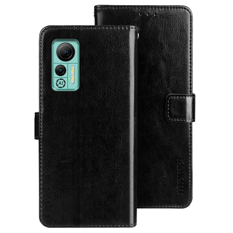 IDEWEI For Ulefone Note 14 Crazy Horse Texture PU Leather Phone Case Stand Wallet Full Protection Inner TPU Cover
