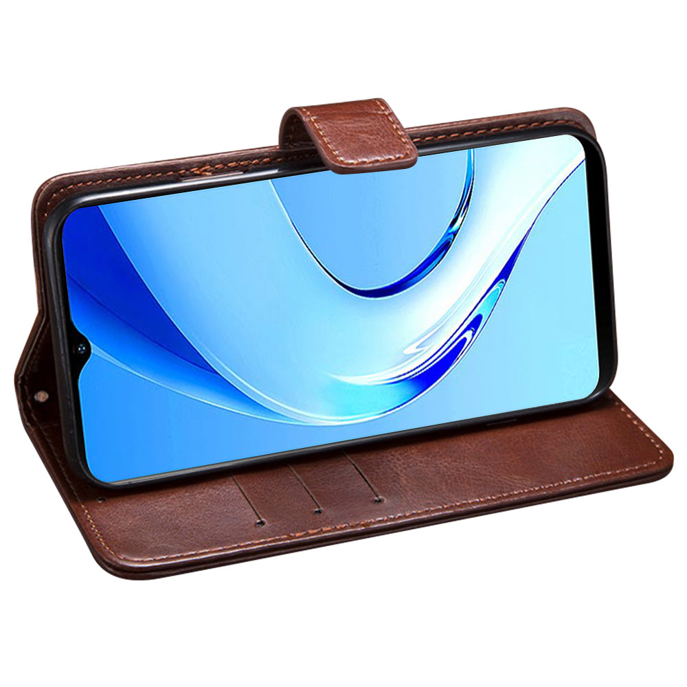 IDEWEI For Ulefone Note 14 Crazy Horse Texture PU Leather Phone Case Stand Wallet Full Protection Inner TPU Cover