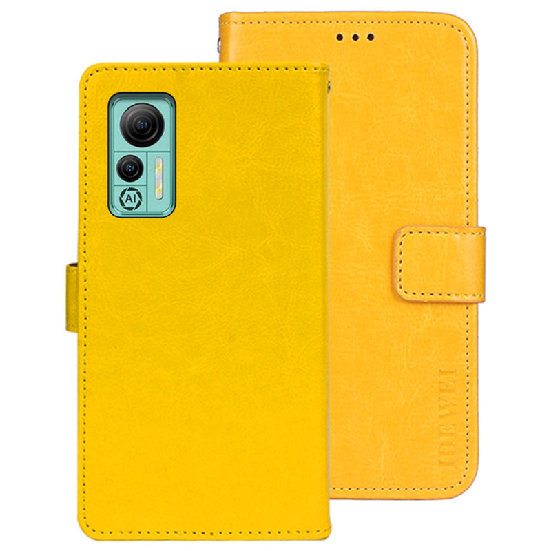 IDEWEI For Ulefone Note 14 Crazy Horse Texture PU Leather Phone Case Stand Wallet Full Protection Inner TPU Cover