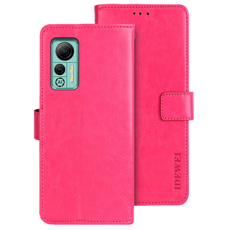 IDEWEI For Ulefone Note 14 Crazy Horse Texture PU Leather Phone Case Stand Wallet Full Protection Inner TPU Cover