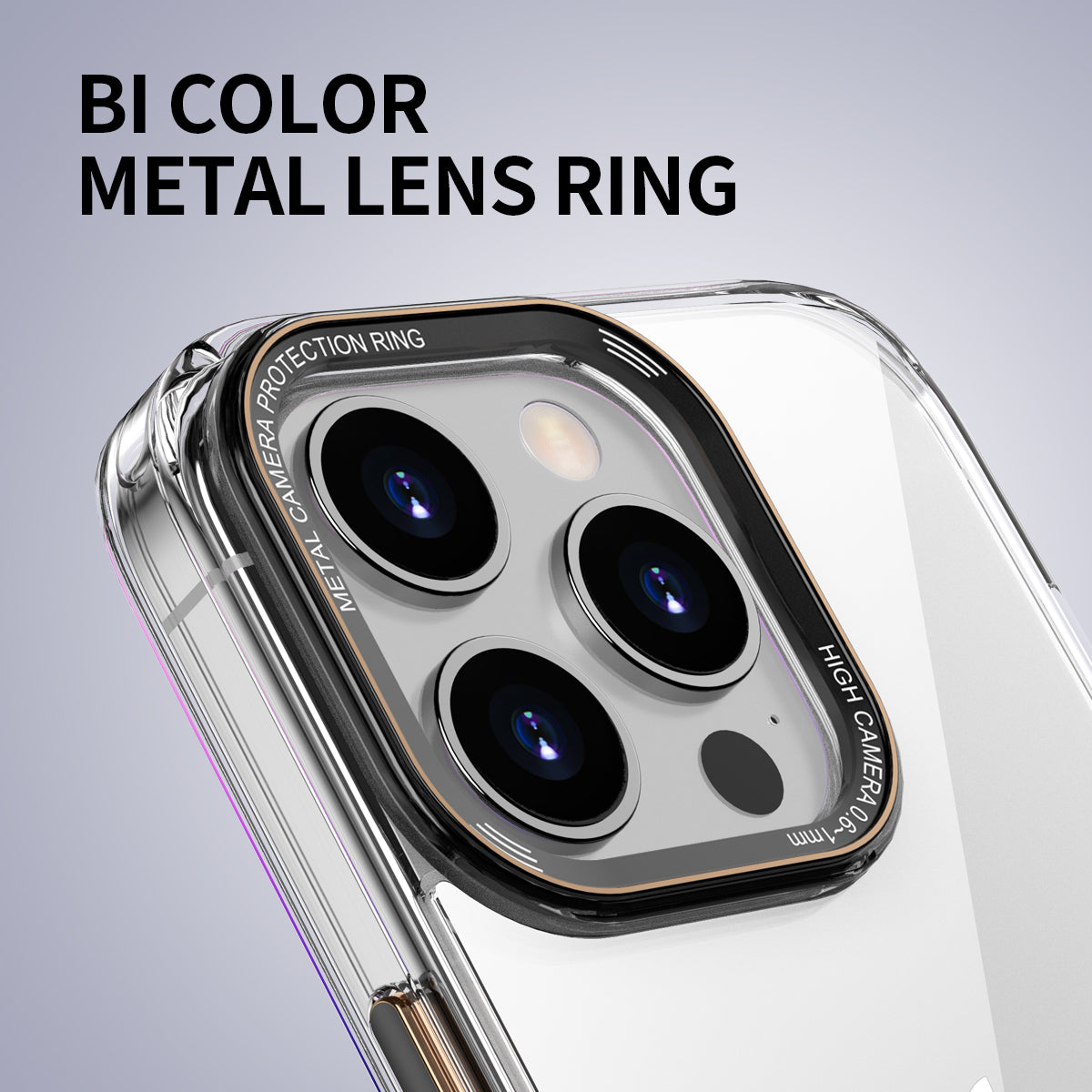 Ming Series Transparent Phone Case for iPhone 14 Pro Mobile Phone Back Cover with Metal Lens Frame